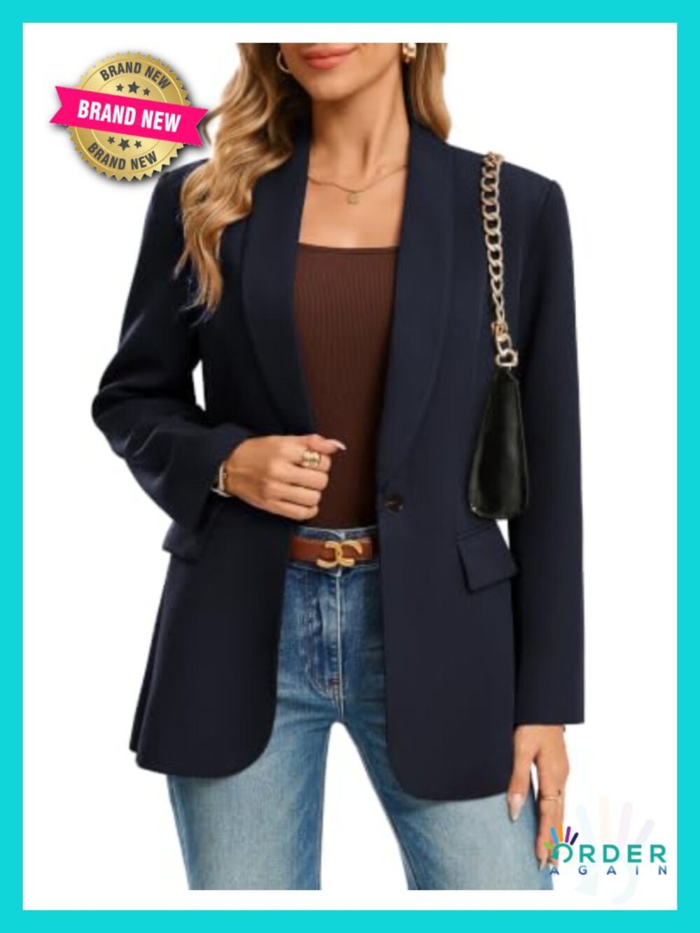 Women Business Casual Blazer Long Sleeve Single Button Work Suit Jacket